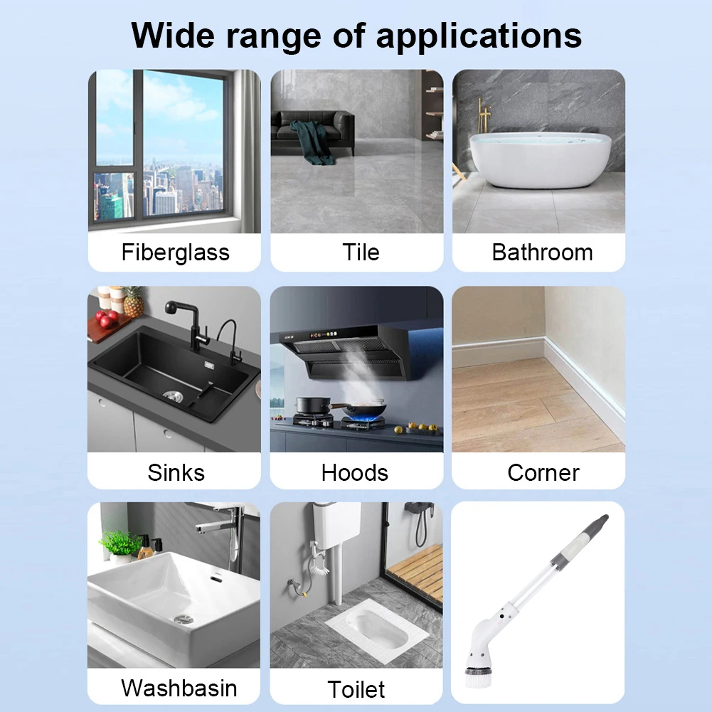 Electric Spin Scrubber Cleaning Brush Cordless Power Cleaning Brush Waterproof Shower Scrubber with 5 Replaceable Brush Heads