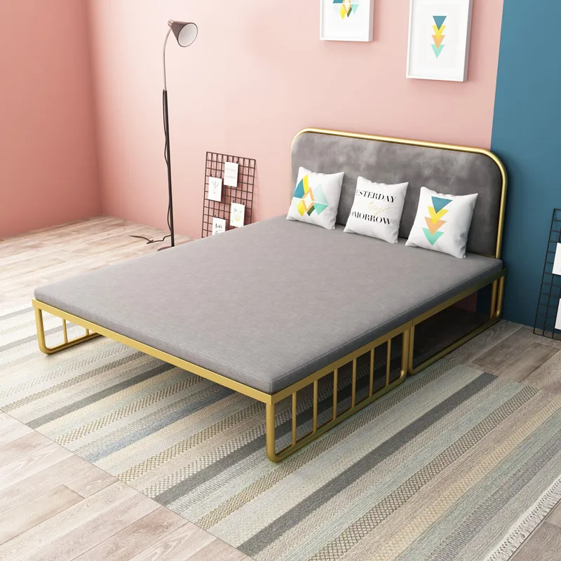 Sofa folding small apartment multi-functional wrought iron bed 1.5 1.8 meters bed modern and simple