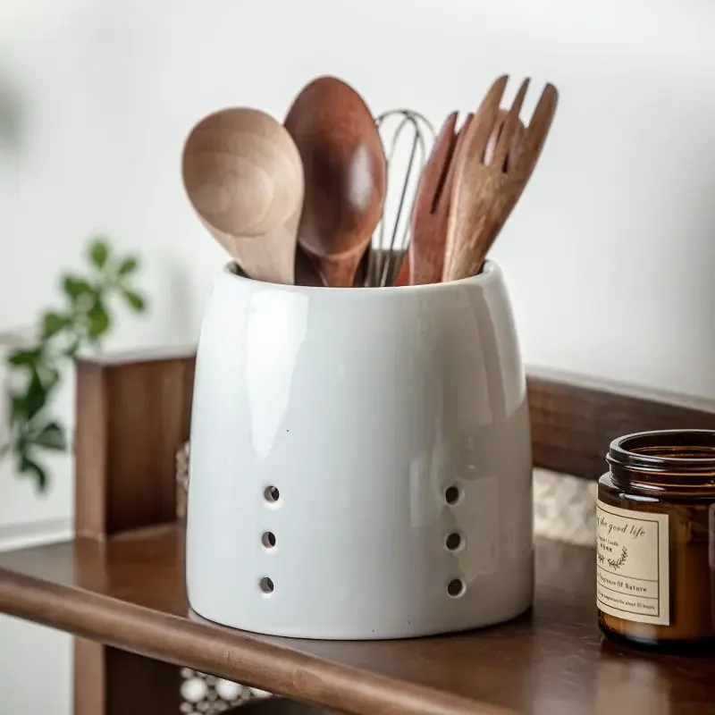 

Elegant Porcelain Utensils Holder,Countertop Organizer for Spoons,Forks,and Knives,Dishwasher Safe,Kitchen Storage Container