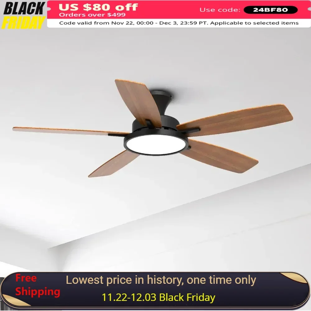 Ceiling Fans with Lights, Three Color Temperature and Dimmable Light with Reversible, 52 Inch Ceiling Fans