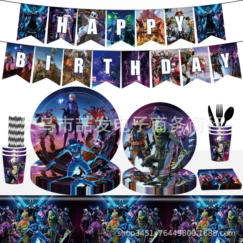 

Декор для дня рождения в стиле Fortnite: одноразовая посуда с альпаками, аниме-тарелки, стаканы, скатерти, милые принадлежности для детского праздника, подарок-игрушка