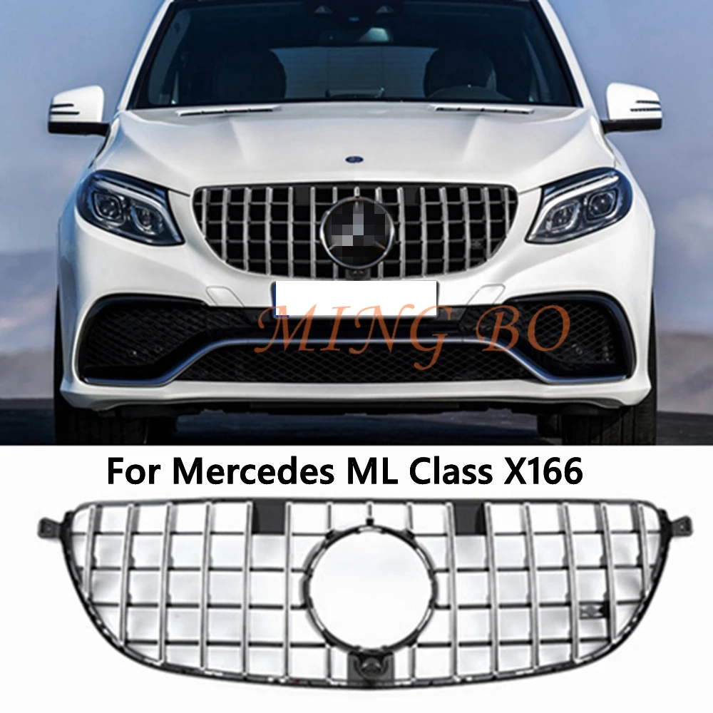 For Mercedes Benz ML W166 2012-2015 2016-2019 GT style  Front Racing Facelift Center Grilles Upper With camera hole