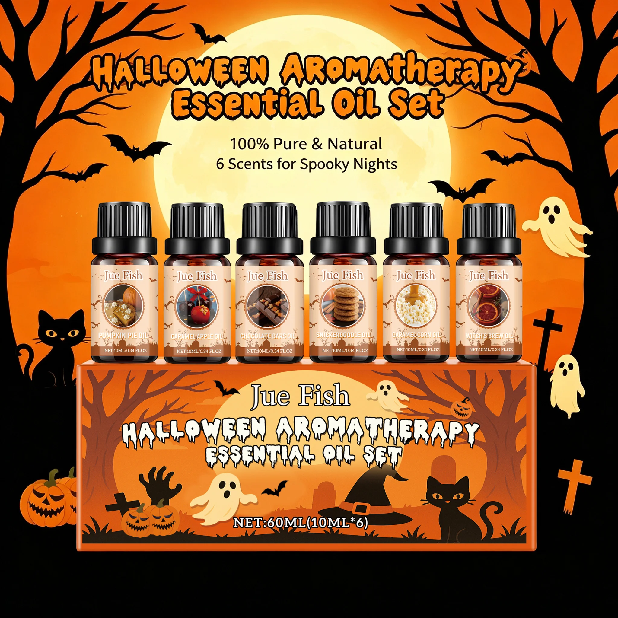 Halloween Gourmet Fragrance Oil Set Pure Organic Autumn Scents Essential Oils for Ultrasonic Diffuser Soap Candle Making Gift