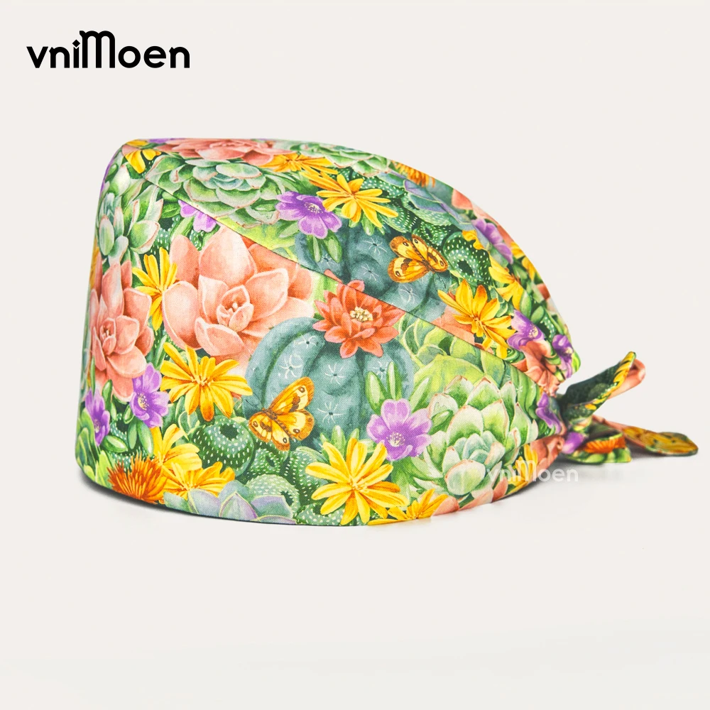 Gorro de algodón con estampado Sunshine, gorros de trabajo ajustables para dentista, tienda de mascotas, belleza, farmacia, laboratorio, venta al por mayor