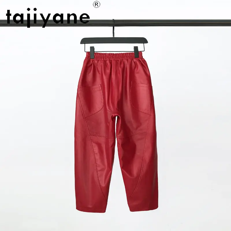 TAJIYANE Real Leather Pants Women Sheepskin Big Crotch Pants for Woman Harem Pants High Quality Elastic Waist Trousers Casual 바지