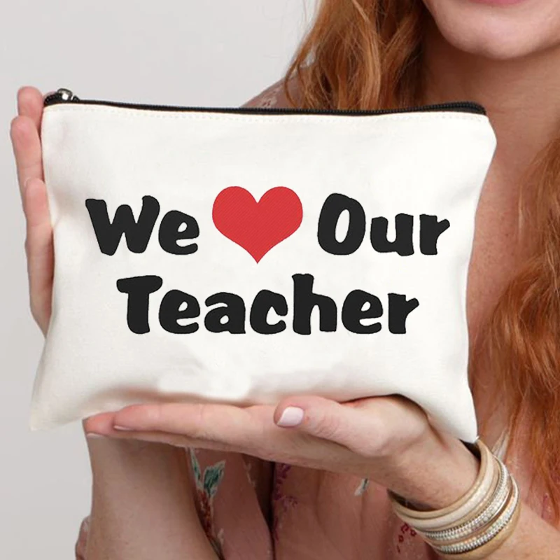 Best Teachers Ever-bolsas de maquillaje con estampado para mujer, bolsa de maquillaje diseñada para regalo favorito del profesor, Kit de aseo necesario para viajar, 2023