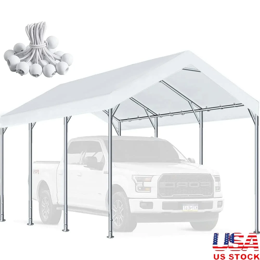 

10'x20' Carport Canopy Top Cover Waterproof Heavy-Duty Replacement Tent with Bungee Cords Outdoor Shelter Vehicle Protection