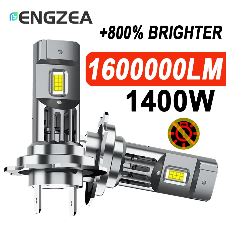 ENGZEA H7 LED H7 H1 CANBUS luces de faros de coche H4 H11 H3 9005 9006 foco inalámbrico Turbo lámpara antiniebla LED 360 Plug & Play 12V