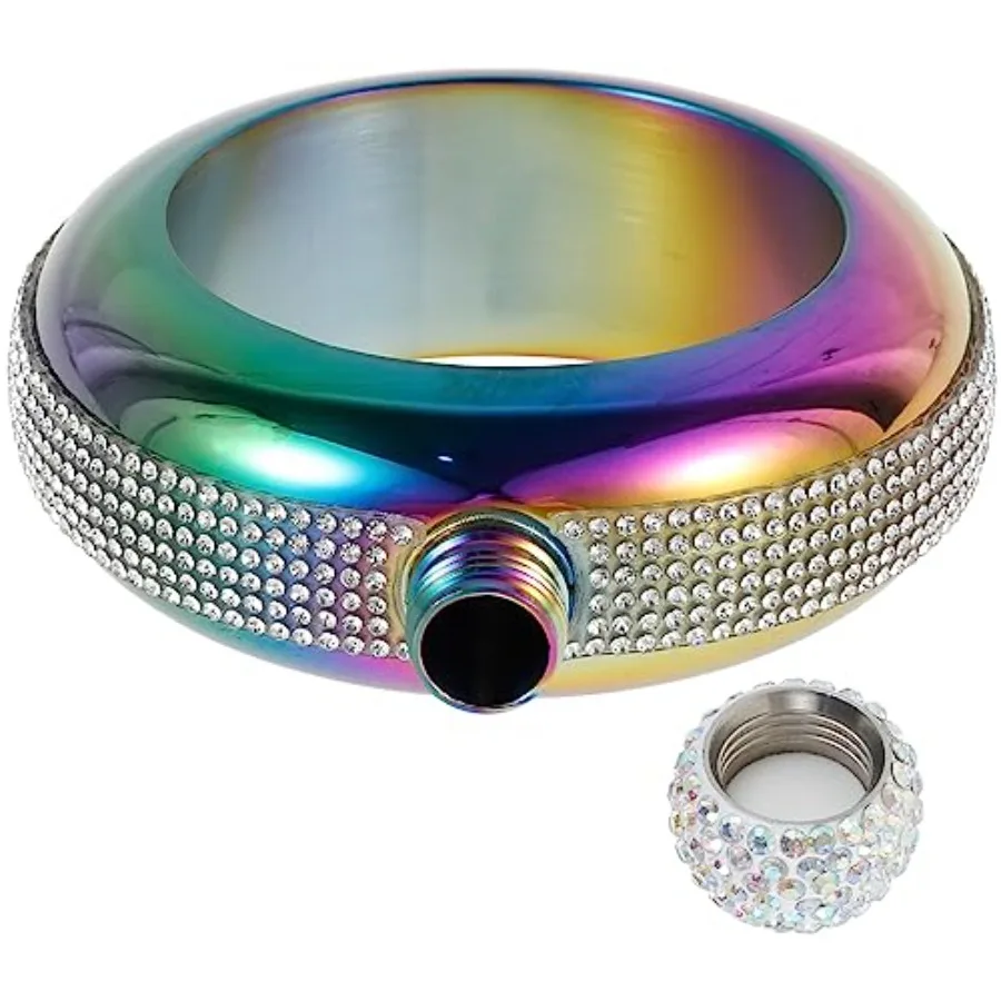 

US Bracelet Flask for Women 304 Stainless Steel Bangle Flask 3.5 oz Creative Decorative Bracelet Flask with Rhinestone Lid Part