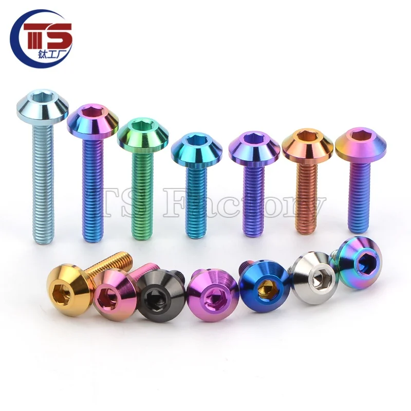 TS 10pcs titanium alloy screw umbrella head hexagon M6X10-40 motorcycle modification TC4