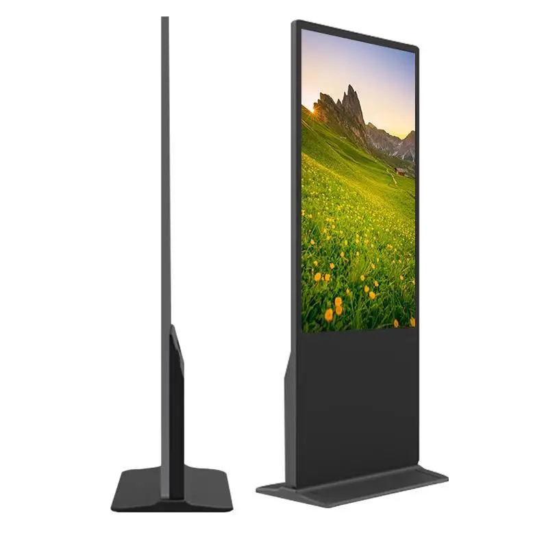 65 Inch Indoor Floor Standing Digital Signage 4K LCD Advertising Display Touchless Vertical Ad Player Kiosk Mall Hotel Lobby
