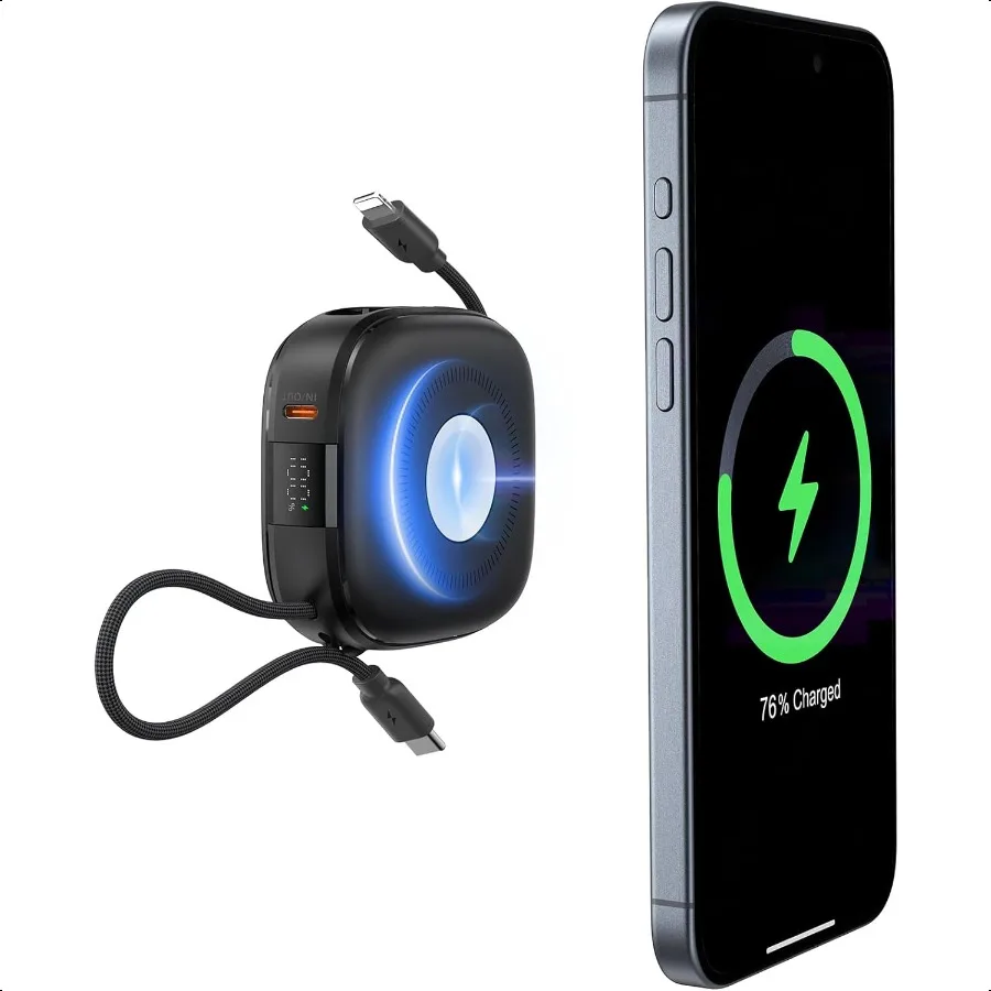 

charmast Magnetic Portable Charger 10000mAh Wirel Power Bank 20W Fast Charging Travel ential Battery Pack Builtin USB C Cable f