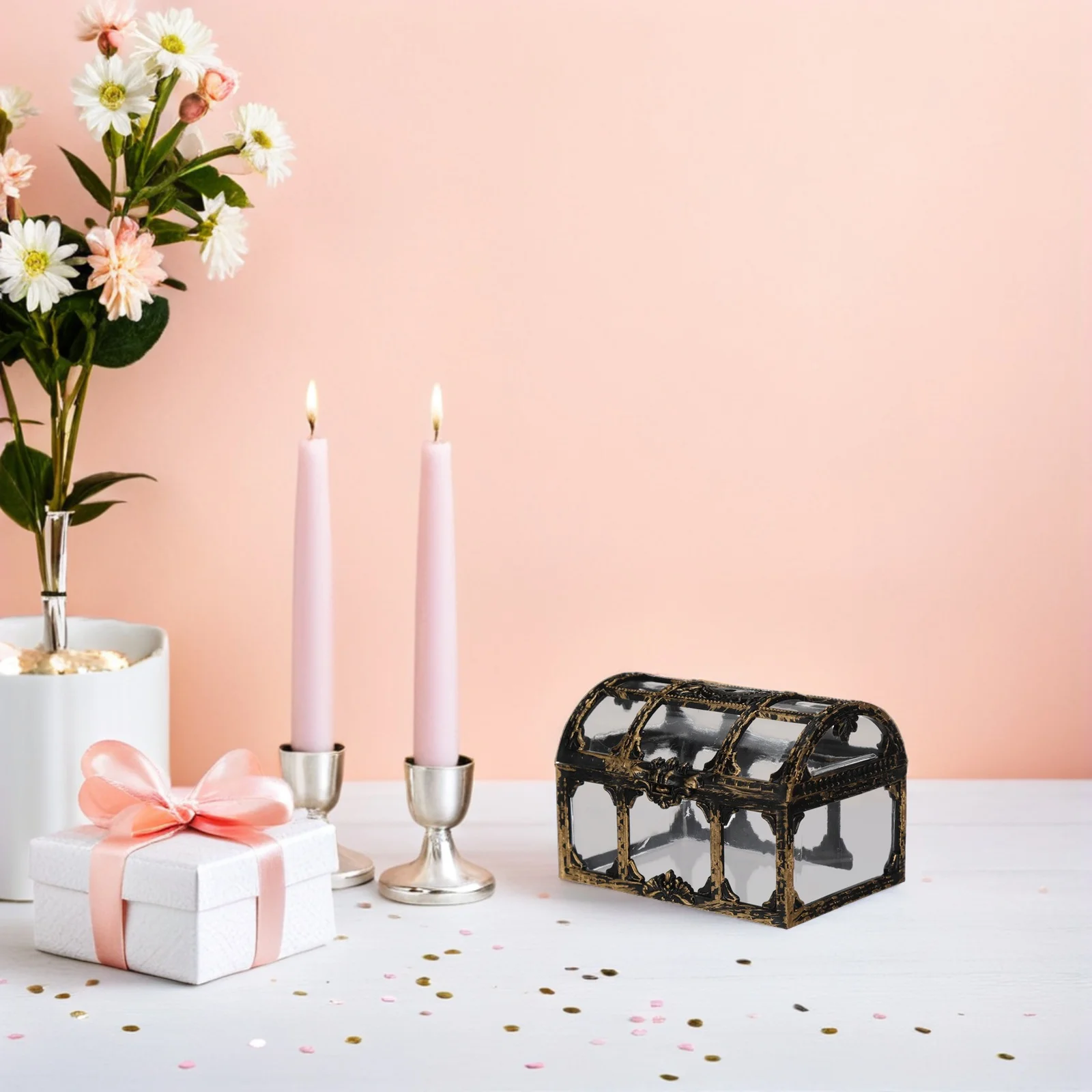 

12Pcs Plastic Pirate Chest Boxes Clear Treasure Lid Small Party Favor Container Mini Jewelry Organizer Retro Vintage Keepsake