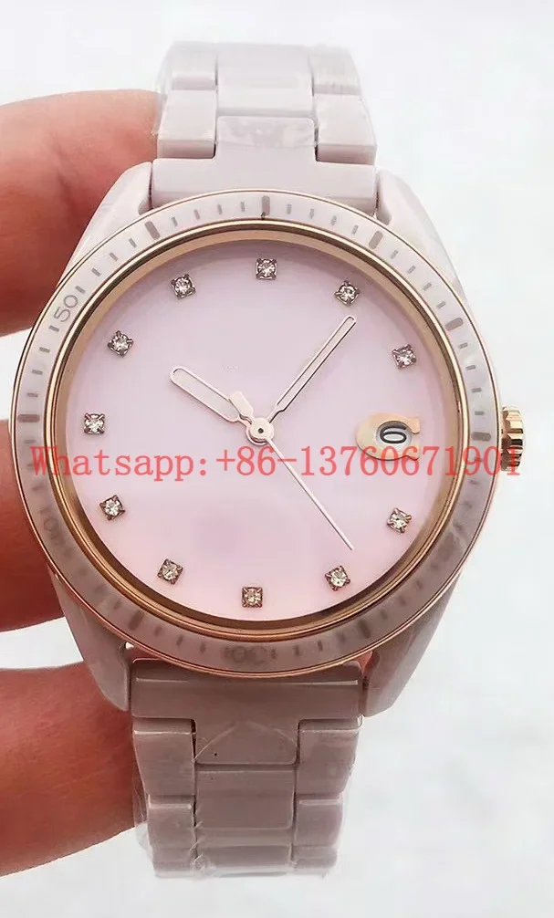 Luxury New Quartz Watch Men Stainless Steel Rose Gold Ceramic Black White Lady Fashion Ceramica Watches