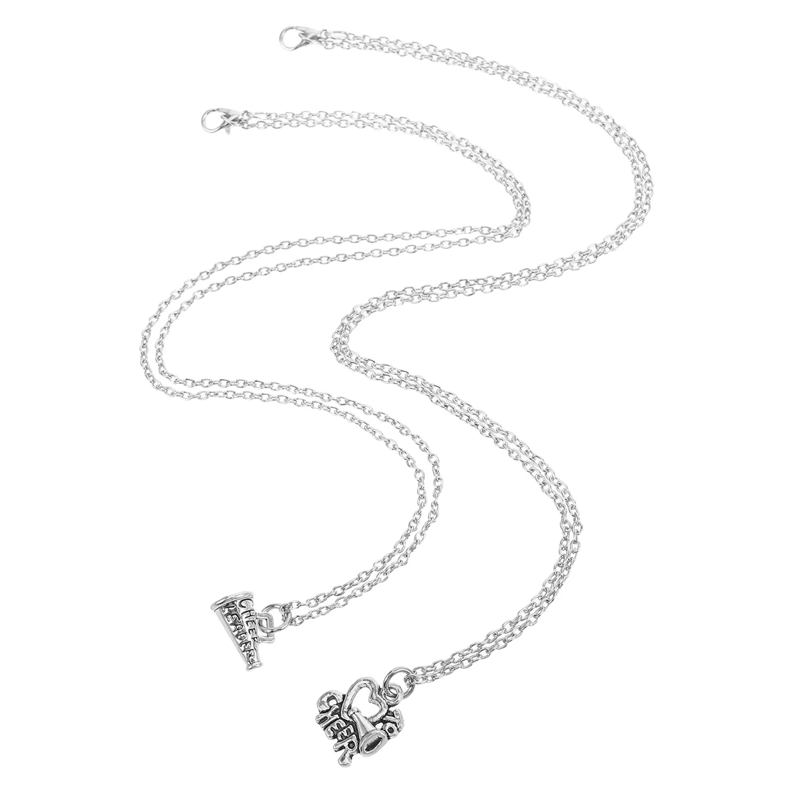 

2Pcs Cheer Necklace Set Cheerleading Megaphone Pendant Cute Lightweight Jewelry Girls Sport Cheerleader Team Spirit