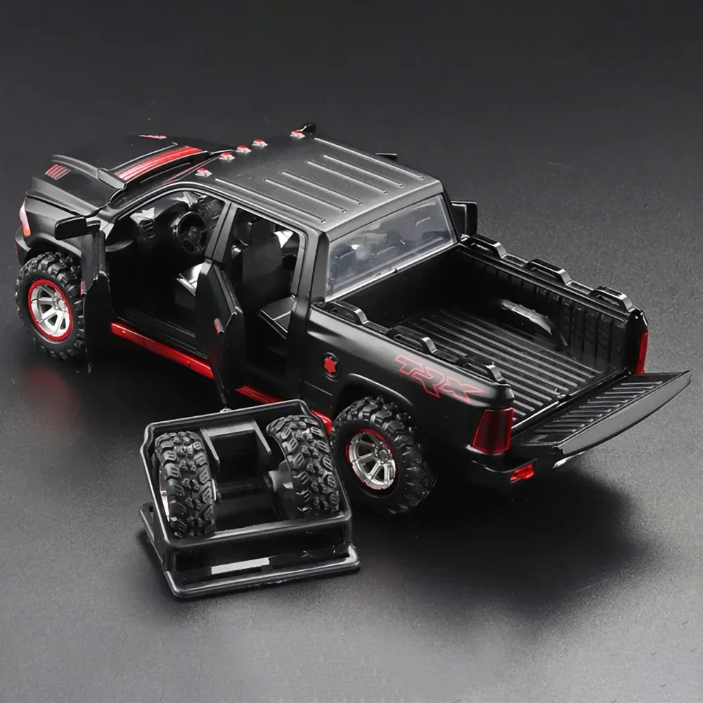 1:32 Scale 2021 Dodge RAM 1500 TRX Pick-up Truck ORV Diecast Model Toy with Spare Tires & Rack, Color: Black, Red, White