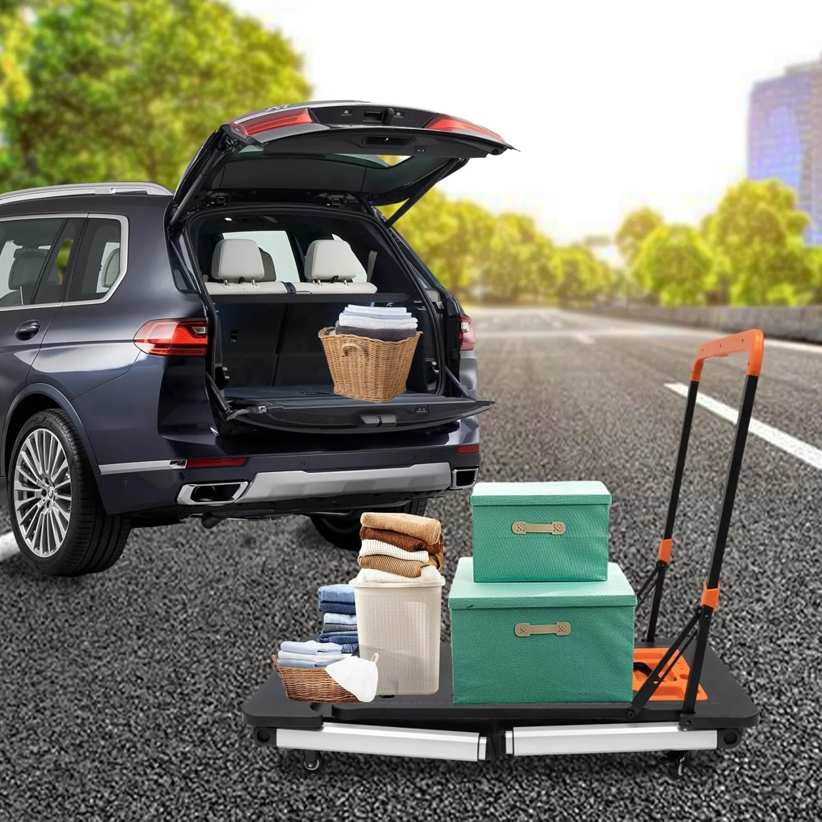 منصة عمل متعددة الوظائف 7 في 1، ومنضدة عمل محمولة قابلة للطي، يمكن استخدامها كشاحنة يدوية، وحصان منشار، وشاحنة سيارة، وعربة #3