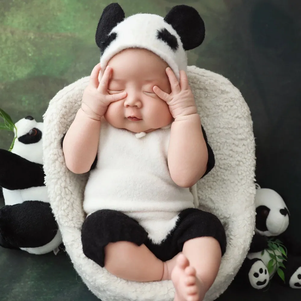 

❤️ Одежда для фотосъемки новорожденных, милая шляпа с пандой + комбинезоны, 2 шт./компл., аксессуары для детской фотосъемки в студии, одежда, наряды для фотосъемки