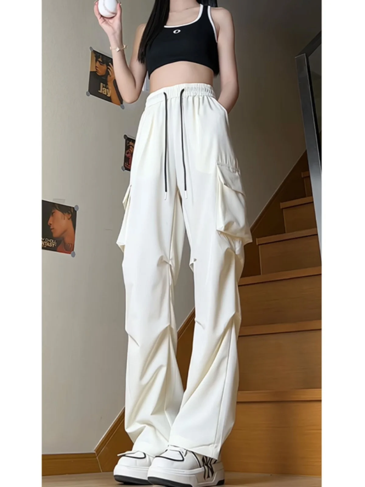 

American Sle Men's Cargo Pants Summer Drapey Ice Silk Qui Dry Khaki Color Pants Sun Protection Casual Sports Pants