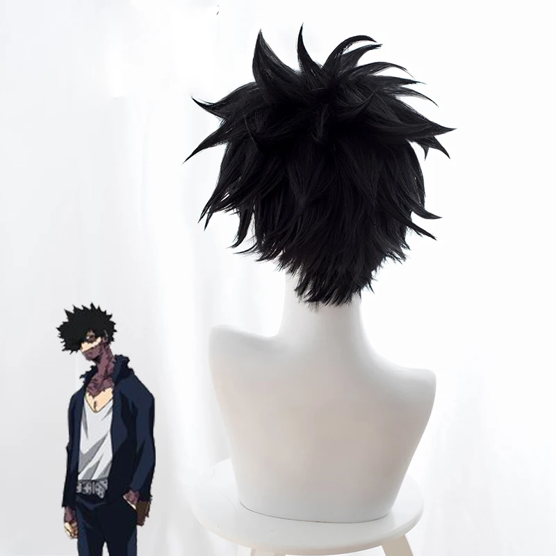 Dabi Cosplay Perücke Boku no Hero Academia Kurze schwarze hitzebeständige Kunsthaar Halloween Party Anime Cosplay Perücken + WigCap