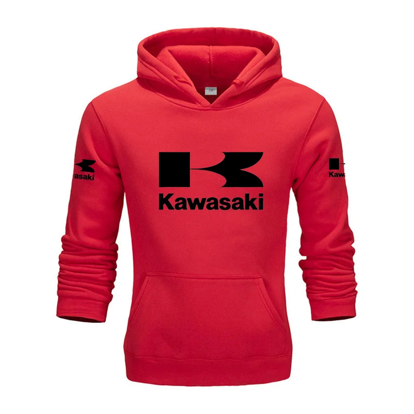 KAWASAKI شعار هوديي الرجال الصوف الدافئة هوديي الخريف والشتاء جديد ملابس رياضية غير رسمية ملابس الزوجين العصرية