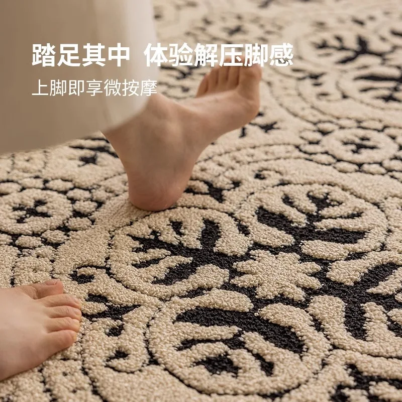 Karpet ruang tamu bergaya retro Amerika yang dapat dicuci, selimut samping tempat tidur bergaya Prancis mewah dan elegan.