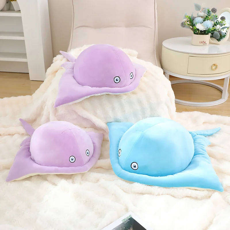 

Creative Kawaii Color Manta Ray Plush Toys Doll Soft Stuffed Animal Sea Fish Throw Pillow Sofa Cushion for Girls Kids Gift Decor