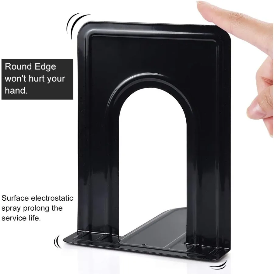 نهايات الكتاب، نهايات الكتب للأرفف، نهايات الكتب لحمل الكتب الثقيلة، نهايات الكتب المعدنية للمكتب غير القابلة للانزلاق، أطراف الكتاب شديدة التحمل باللون الأسود #2