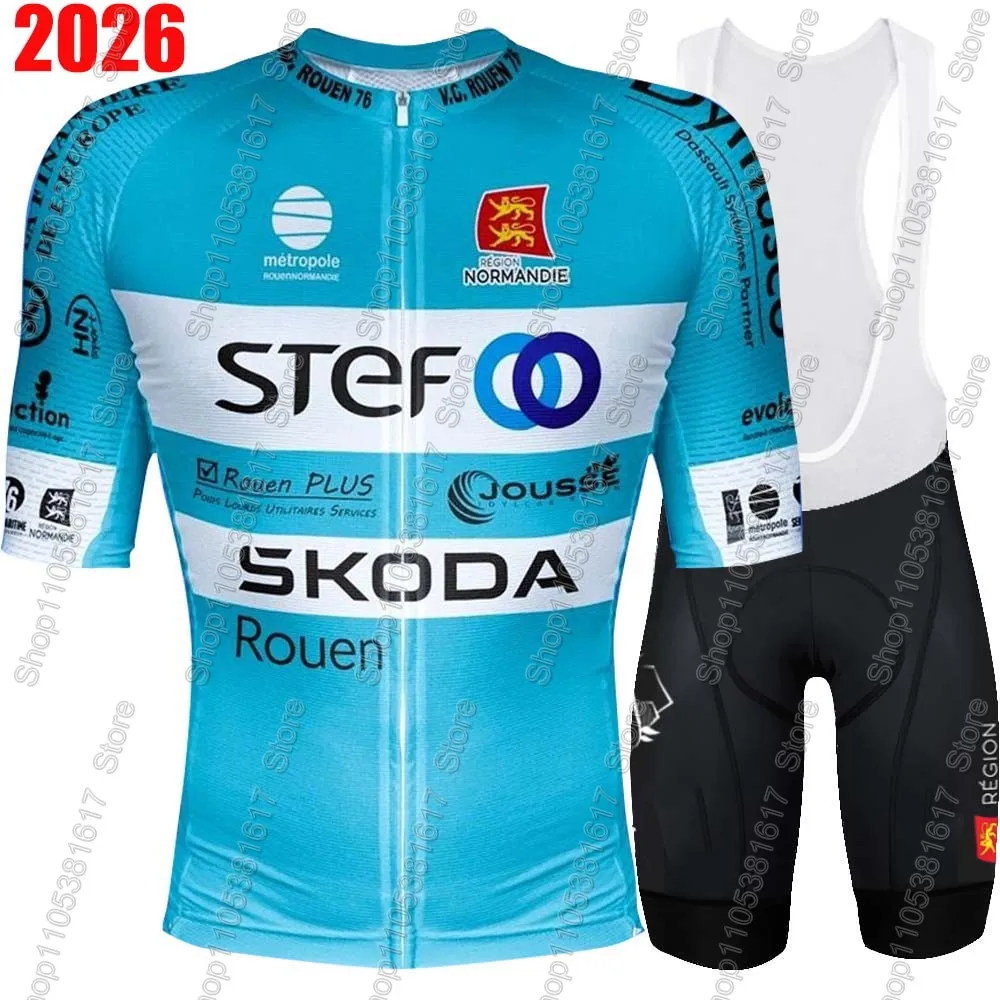 

2026 Veloce Club Rouen France Team Cycling Jersey Set Men Summer Clothing Kits Road Bike Shirts Suit Bicycle Bib Shorts MTB Ropa