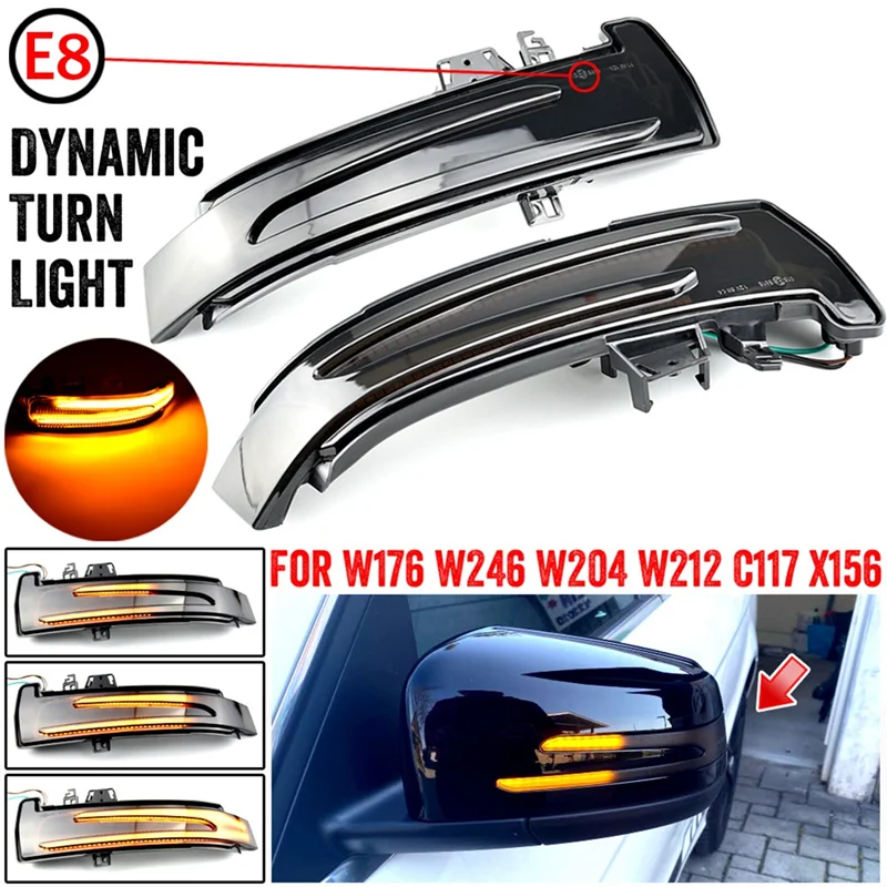 Lampu sein LED dinamis, lampu sein indikator kaca spion untuk Mercedes Benz W204 W176 W212 CLA B C E S GLA Kelas