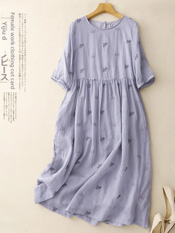 

Повседневная тяжелая рабочая свободная юбка-миди с вышивкой для женщин, большие размеры, художественная юбка для поездок на работу, модная круглая Ne Long Sve