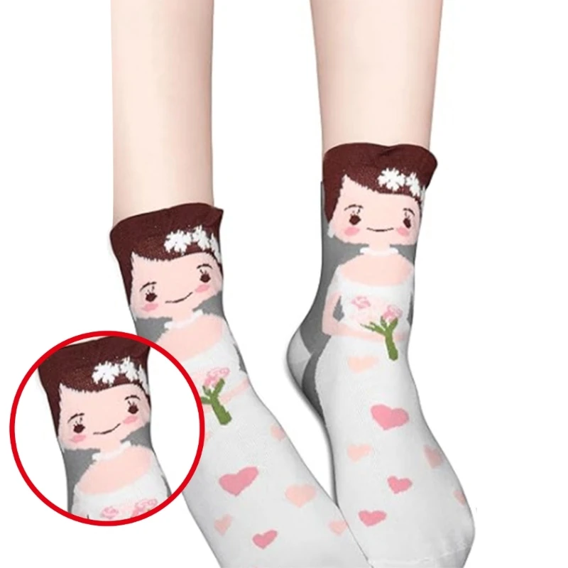 Femmes hommes mariée marié coton équipage chaussettes fêtes mariage cadeau valentin