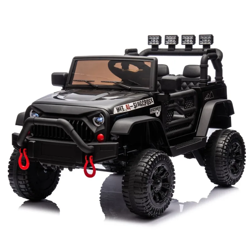 Kids Electric Ride On Car Jeep Style 12V Battery Powered Toy Car with Remote Control LED Lights Black