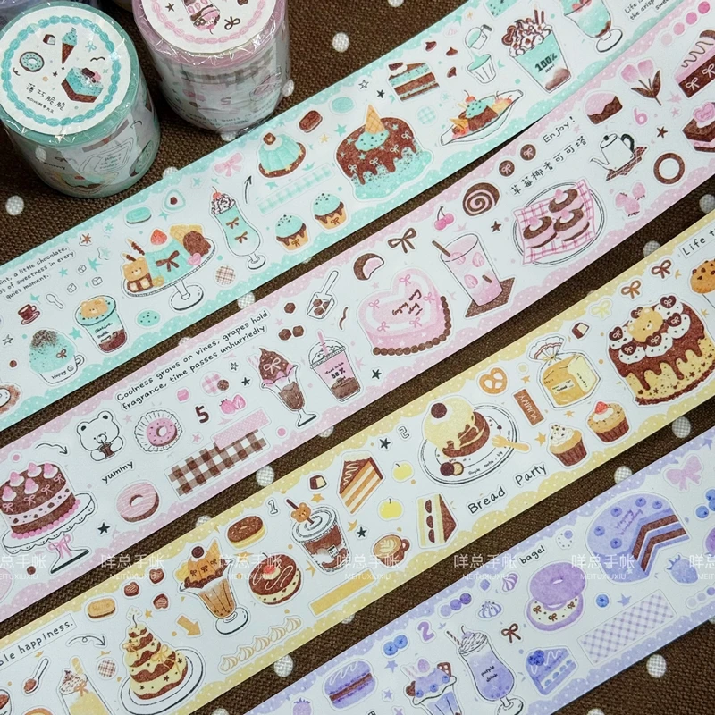 New Kawaii Strawberry Chocolate Dessert Tape Roll Decorative Tape for Planner Journal Collage Scrapbooking DIY Stationery