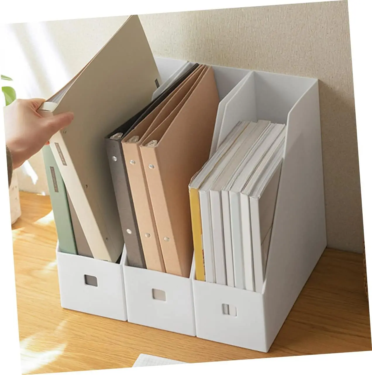 3 قطع من صندوق مستندات الملفات البلاستيكي، منظم التخزين، حامل المجلات عموديًا للمكتب