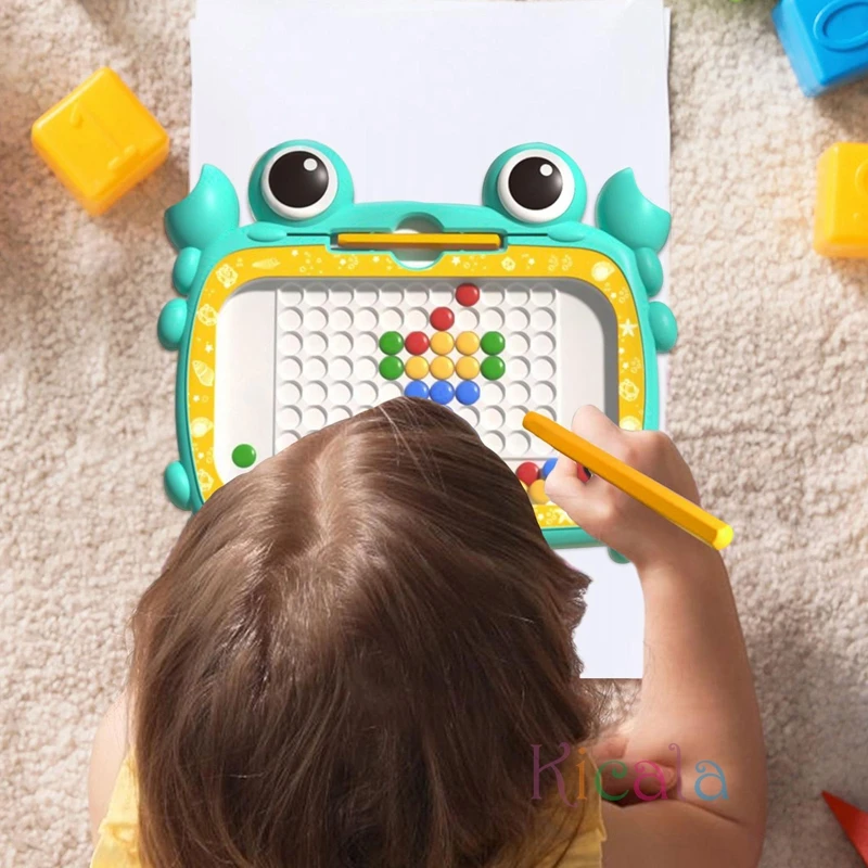 Tablero de dibujo de bola de acero magnética para niños, tablero de escritura, cuentas magnéticas de colores, juguetes creativos para bebés, juguetes educativos tempranos