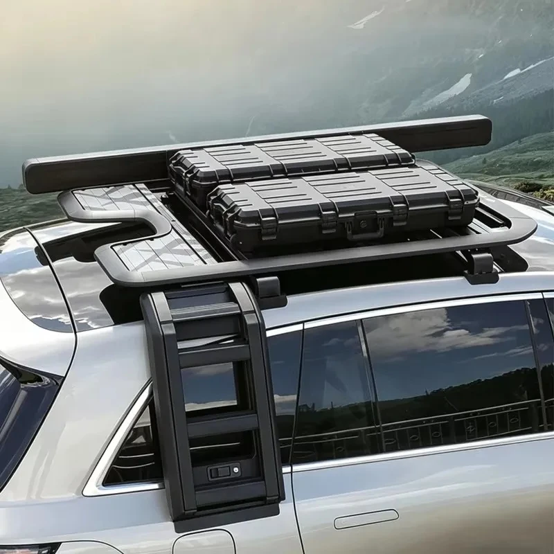 High Quality Aluminum Alloy Roof Rack Baskets with Side Ladder & Side Box Off Road Cargo Exterior Accessories