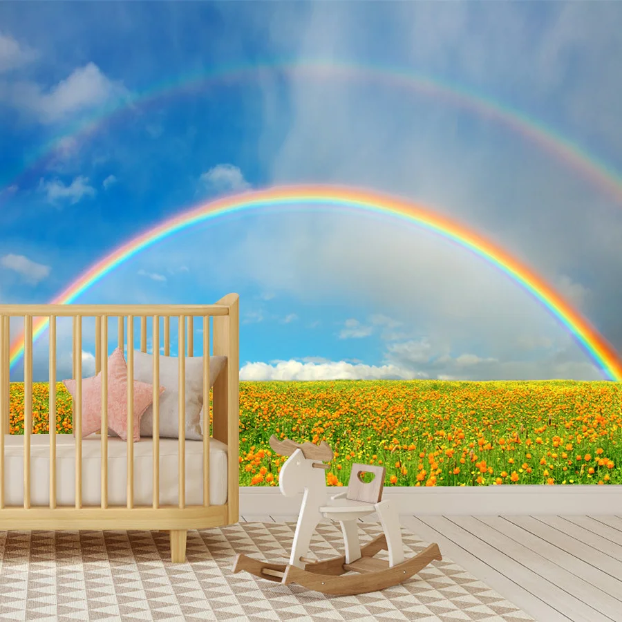 

Cartoon Custom Peel and Stick Wallpaper for Living Room Contact Wall Papers Home Decor Kids Baby Rainbow Walls Renovation Mural