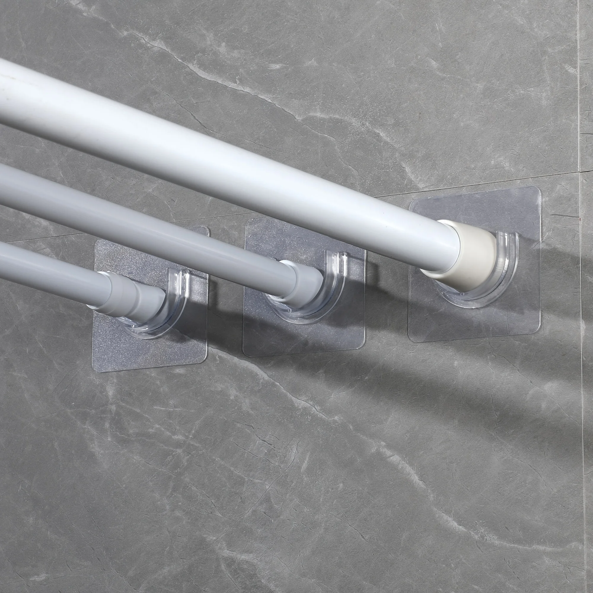 Self Adhesive Telescopic Pole Support Sticker Punch-free Household Telescopic Rod Holder Crossbar Wall Hooks Fixing Bracket