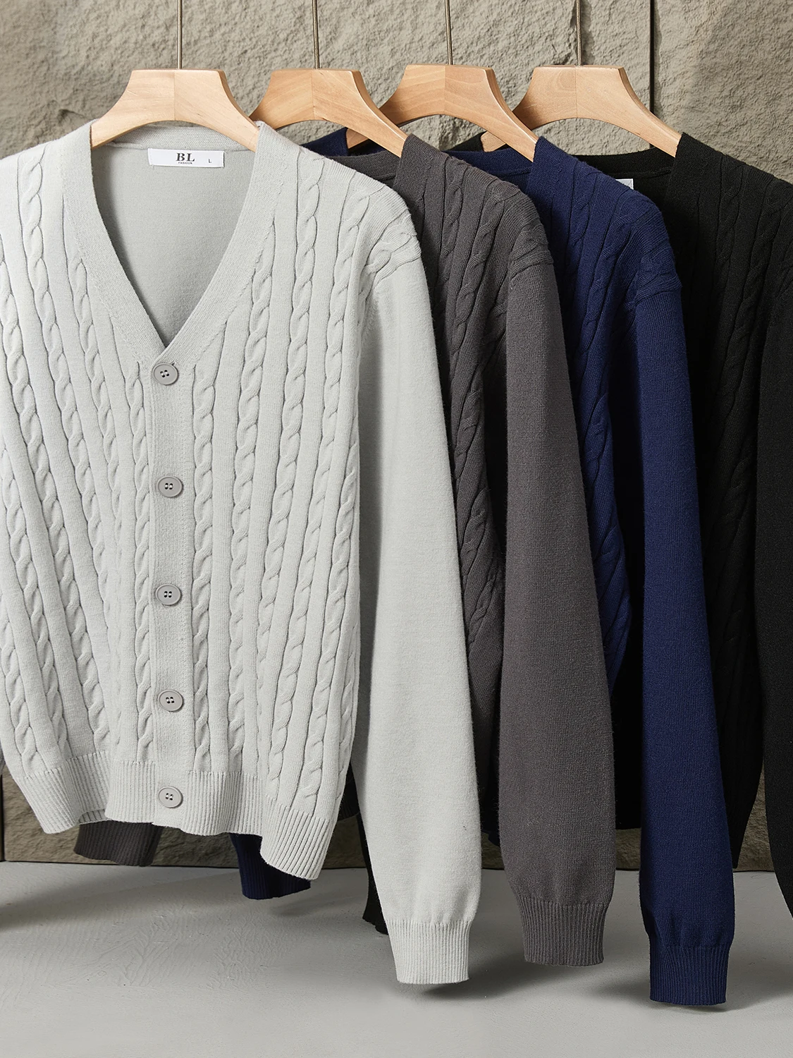 

Мужской осенне-зимний вязаный кардиган с V-образным вырезом и пуговицами, облегающий свитер с длинными рукавами, повседневная модная верхняя одежда
