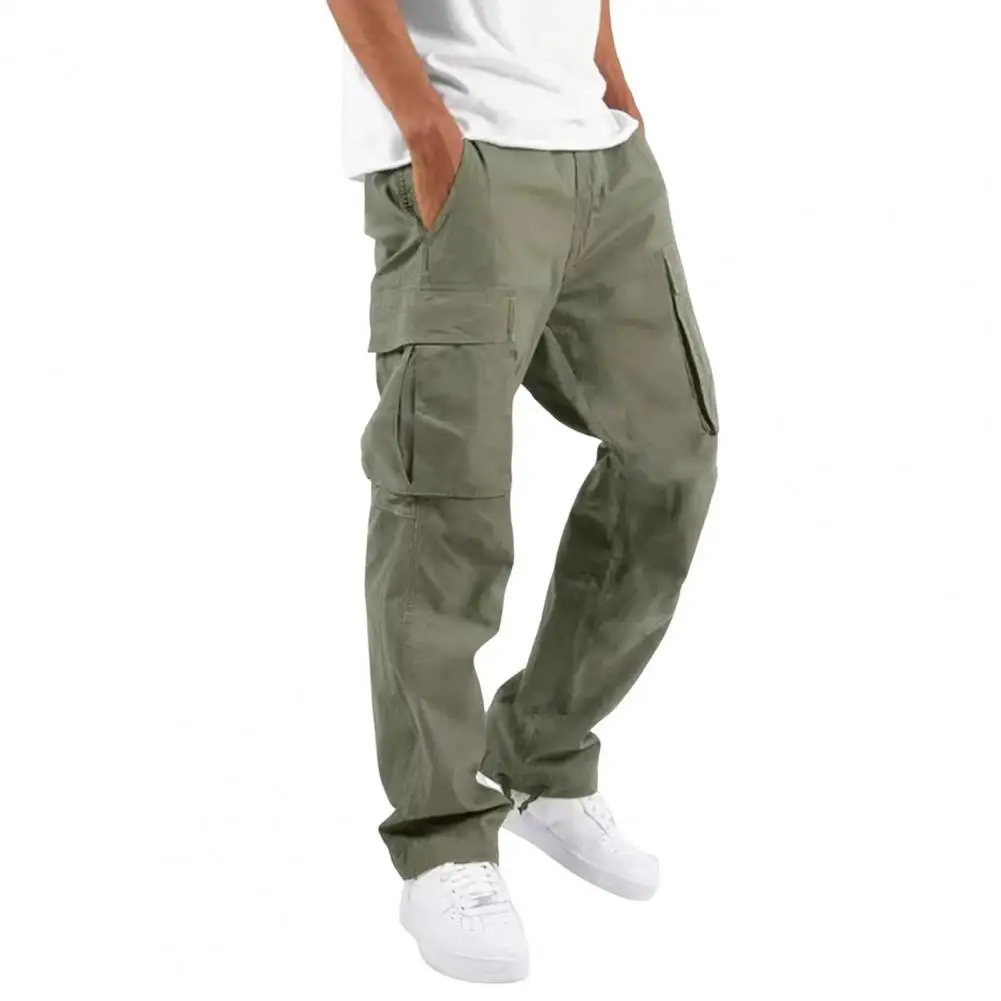 

Men Casual Cargo Pants Multi-pocket Men Pants Versatile Men's Cargo Pants with Drawstring Waist Multi-pocket Design for Daily
