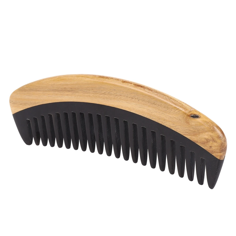 2X Hair Comb - Wide Tooth Wooden Detangling Comb For Curly Hair - No Static Sandalwood Buffalo Horn Comb-A77G
