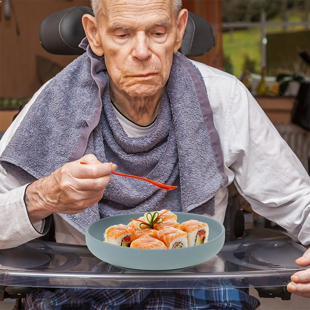 

2pcs Spill-proof Dinner Plates Silicone Suction Anti-tipping Round Scoop Dish Elderly Adaptive Utensils Disability Aids Toddler