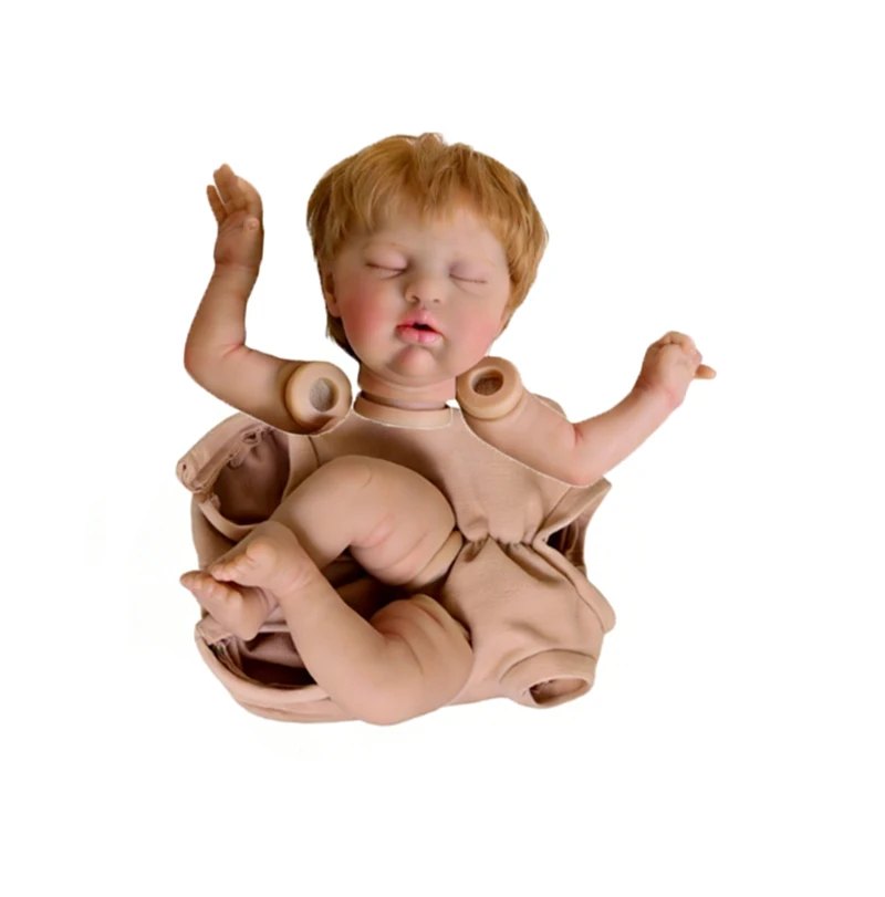 NPK 19''High Quality Unfinished  DIY Reborn Teddy Parts Already Painted Doll Kit with Hand Rooted Blond Hair  Collectible Baby