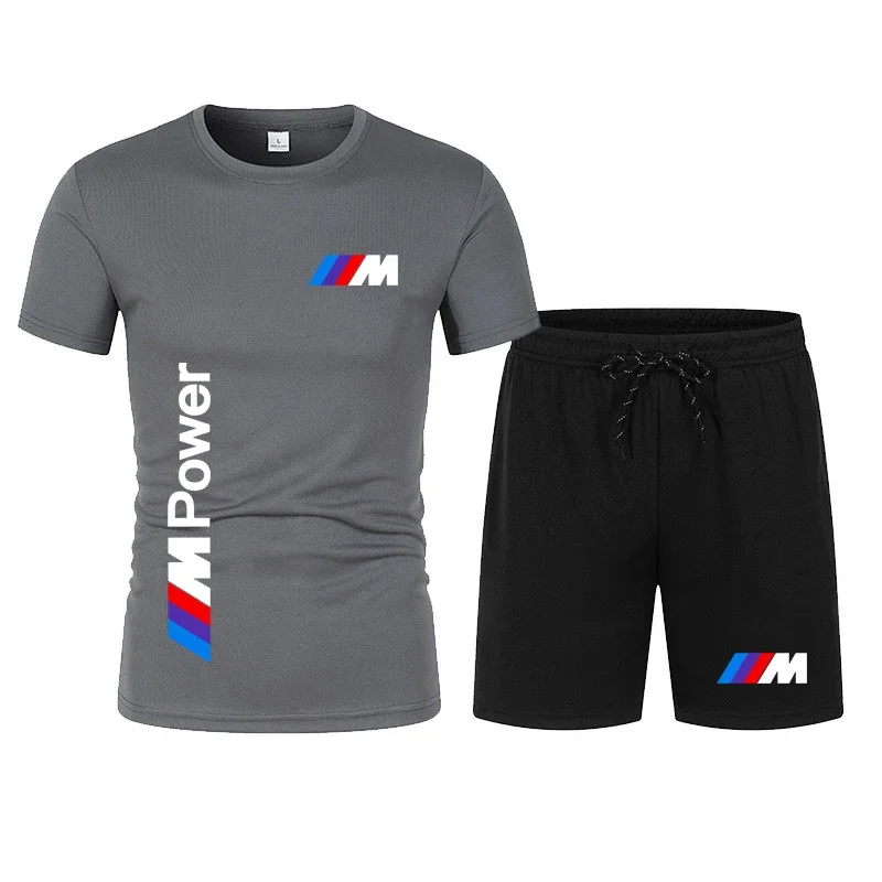 Motorcycle Racing Men-shirt Shorts Sets Summer Casual Male Tee Shirt Short Pants 2025 New Sports Suits