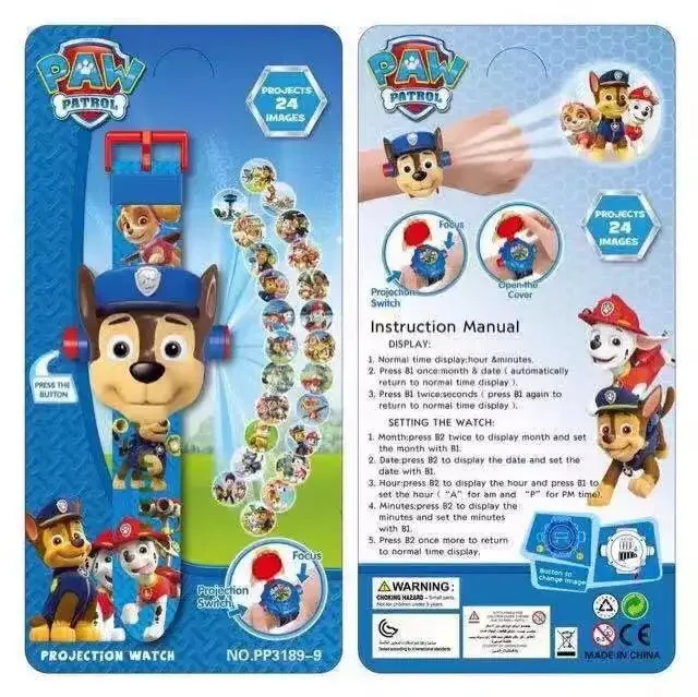 New Paw Patrol Projection Digital Watch Cartoon Toy Develop Intelligence Learn Anime Figure Children Gift