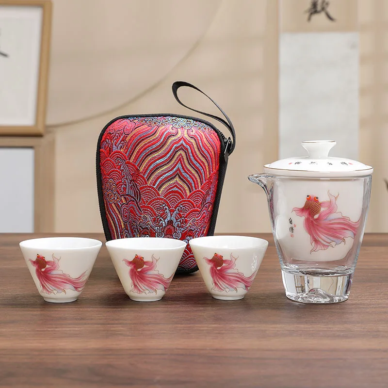 Portable white porcelain cover bowl Kuaike cup Car glass teacup