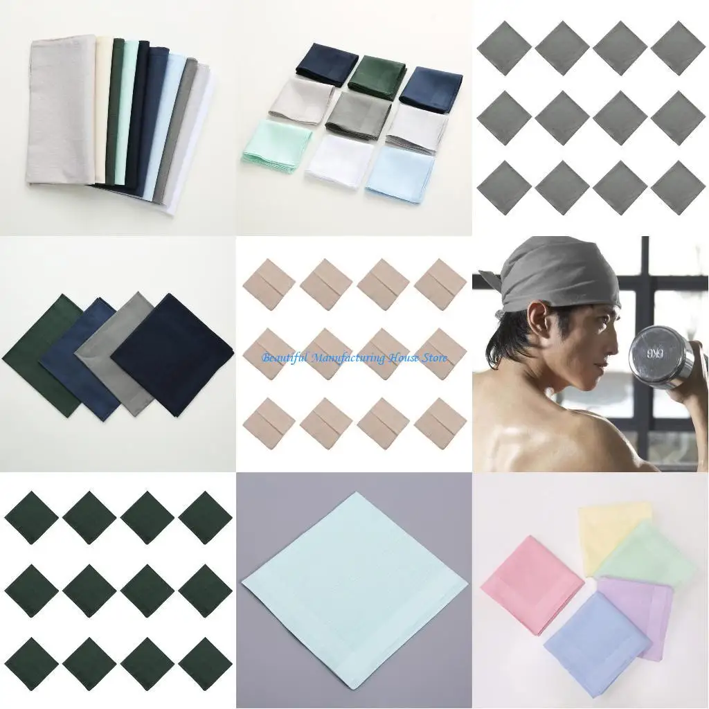 E56A 12 قطعة مناديل قطنية للمناسبات الرسمية للكبار بجيب مربع 40 سم