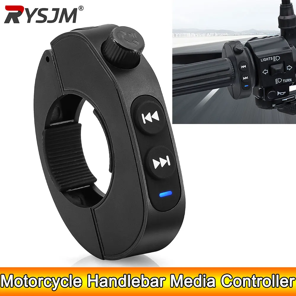 

AD Руль мотоцикла Медиаконтроллер Переключатель на рулевых колесах Bluetooth-совместимый беспроводной медиа-пульт дистанционного управления для смартфона