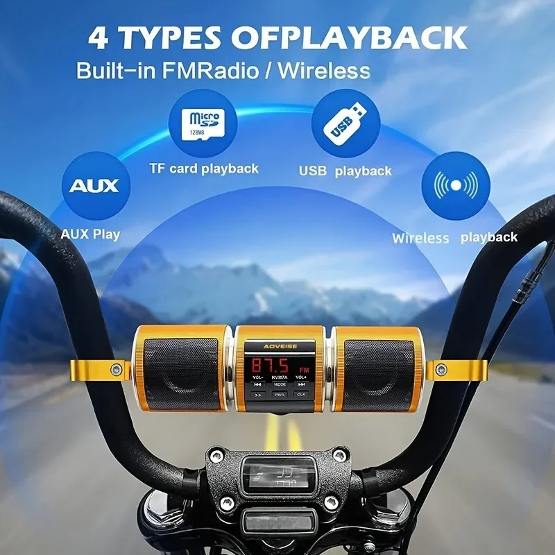 

Motorcycle Audio Speaker Outdoor Waterproof Anti-theft MP3 Bluetooth Music Player FM Radio with LED Display for Motorcycles